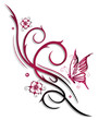 Ranke, Blumen. Tribal, Tattoo, Kirschblüten, Schmetterling