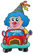 Cartoon clown driving car Cartoon clown driving car
