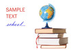 The globe on books isolated on a white background