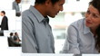 Montage of businessmen talking together Montage of businessmen talking together
