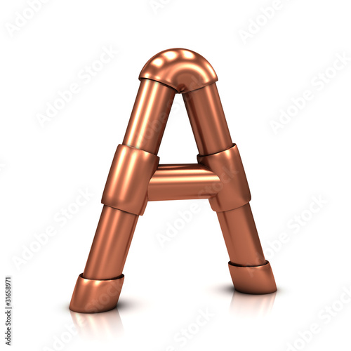 Illustration: 3d Copper tubing letter - A 3d Copper tubing letter - A