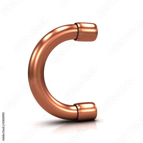 Illustration: 3d Copper tubing letter - C 3d Copper tubing letter - C