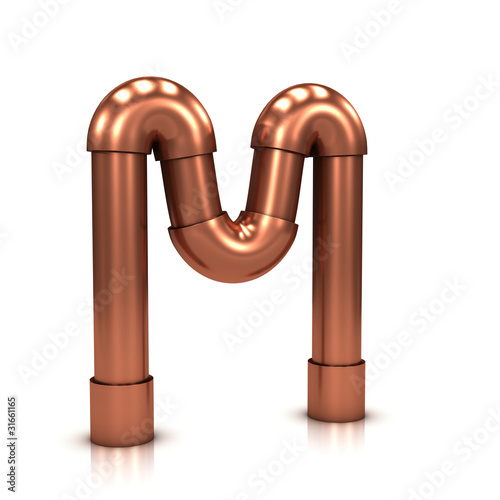 Illustration: 3d Copper tubing letter - M 3d Copper tubing letter - M