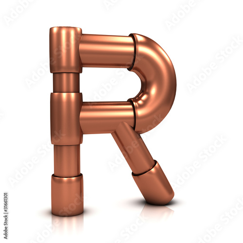 Illustration: 3d Copper tubing letter - R 3d Copper tubing letter - R