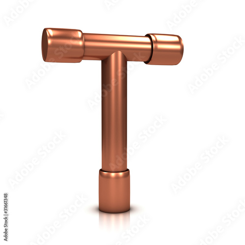 Illustration: 3d Copper tubing letter - T 3d Copper tubing letter - T