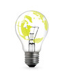 Light bulb with green earth map