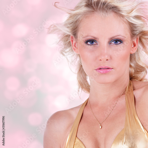 Photo: Fashion portrait of attractive young czech girl on pink backgrou Fashion portrait of attractive young czech girl on pink backgrou