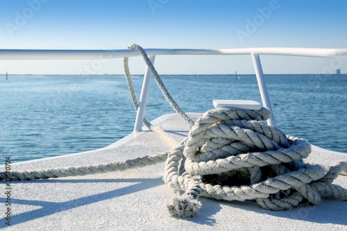 Photo: Boat white bow in tropical Caribbean sea Boat white bow in tropical Caribbean sea
