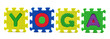 Alphabet puzzle pieces on white background