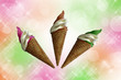 Trois glaces, fond pastel
