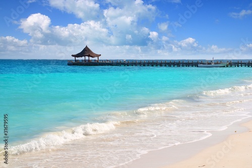 Photo: Caribbean sea truquoise beach pier hut Caribbean sea truquoise beach pier hut