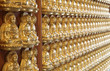 perspective of thousand buddha wall in dragon temple Thailand