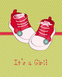 Greeting baby card with shoes