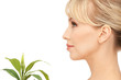 woman with green sprout