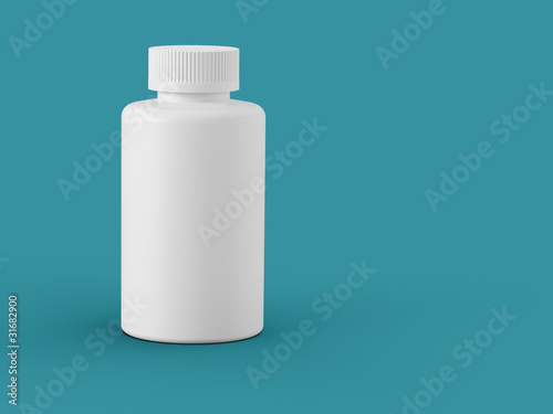 Photo: White plastic bottle on sea green White plastic bottle on sea green