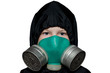 The child in the chemical protection suit The child in the chemical protection suit