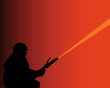 silhouette of a firefighter