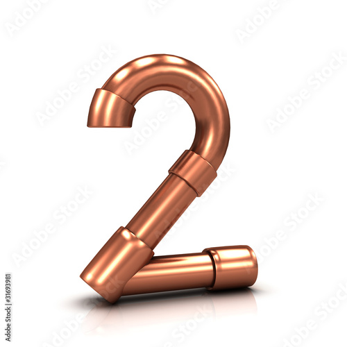 Illustration: 3d Copper tubing number - 2 3d Copper tubing number - 2