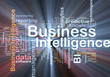 Business intelligence background concept glowing