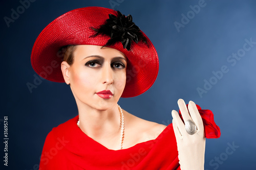 Retro Fashion Style on Retro Style Fashion Portrait Of A Young Woman In Red Hat Lakhesis