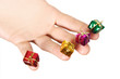 closeup of human hand holding little gifts, isolated