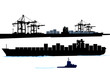 Hafen mit Container-Schiff
