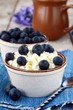 Fresh cottage cheese  with blueberries