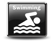 Glossy Black Button "Swimming"