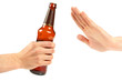 hand reject a bottle of beer