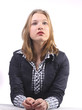 Young girl looking intense upwards