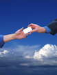 Presenting blank business card