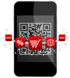 Smartphone QR Code 5 Red Icons Shopping