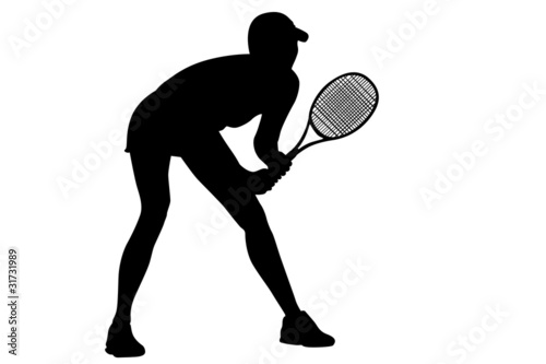 Illustration: Tennis black woman's silhouette Tennis black woman's silhouette