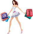 Vector: Chic lady with shopping bags Chic lady with shopping bags