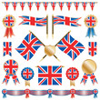 canvas print picture - great britain flags and rosettes