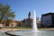 neues rathaus in leipzig mit springbrunnen