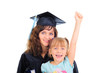 Graduating mom with cute daughter Graduating mom with cute daughter