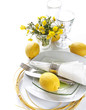 Table decoration in white and yellow