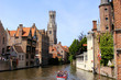 Famous view of the canals of Bruges and the Belfry