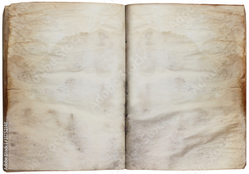 Photo: Libro antico aperto con pagine rovinate Libro antico aperto con pagine rovinate