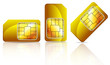 set of gold sim card isolated on white background