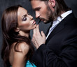 romantic portrait of the kissing couple