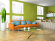Part of the modern living-room in green colour Part of the modern living-room in green colour