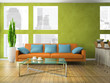 Part of the modern living-room in green colour Part of the modern living-room in green colour