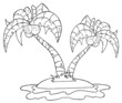 Outlined Cartoon Island With Two Palm Tree