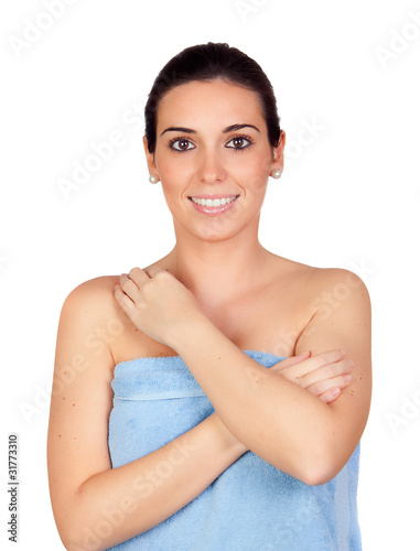 Photo: Beautiful girl with towel Beautiful girl with towel