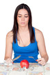 Attractive girl eating a apple