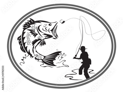 Vector: fishing bass emblem fishing bass emblem