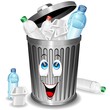 Riciclaggio Plastica-Bidone Cartoon-Plastic Recycle Bin-Vector