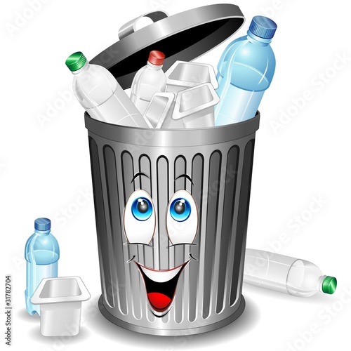 Vector: Riciclaggio Plastica-Bidone Cartoon-Plastic Recycle Bin-Vector Riciclaggio Plastica-Bidone Cartoon-Plastic Recycle Bin-Vector